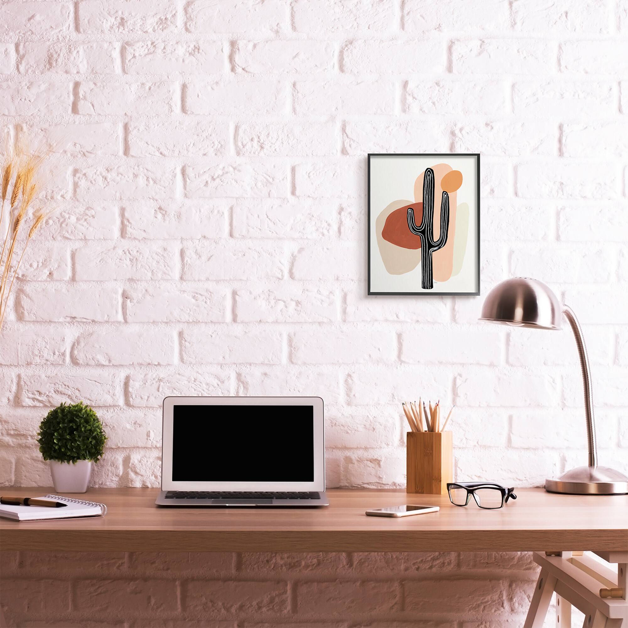 Stupell Industries Western Terracotta Abstract Desert Cactus Plant in Frame Wall Art